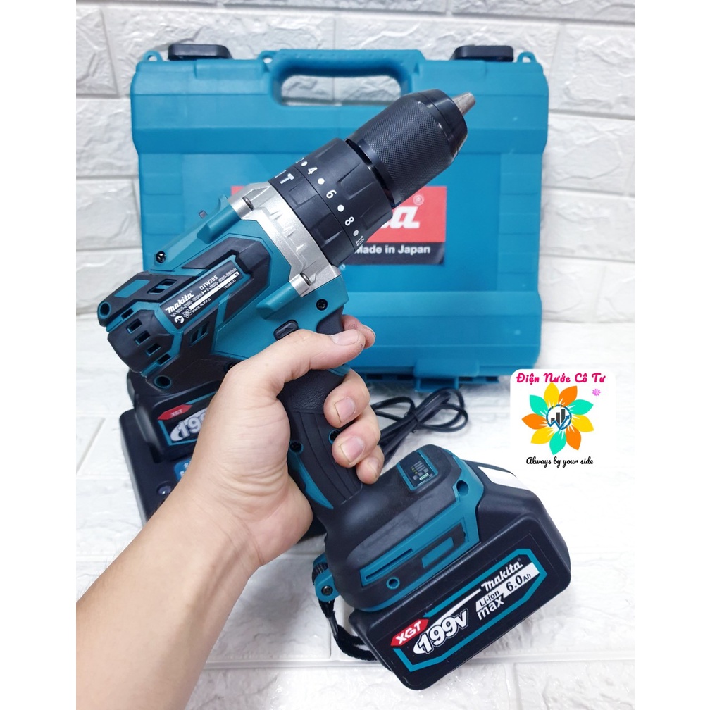 (ko chổi than) Máy khoan pin MAKITA 198V 2 pin 3 chức năng có búa không chổi than (bảo hành 12 tháng)