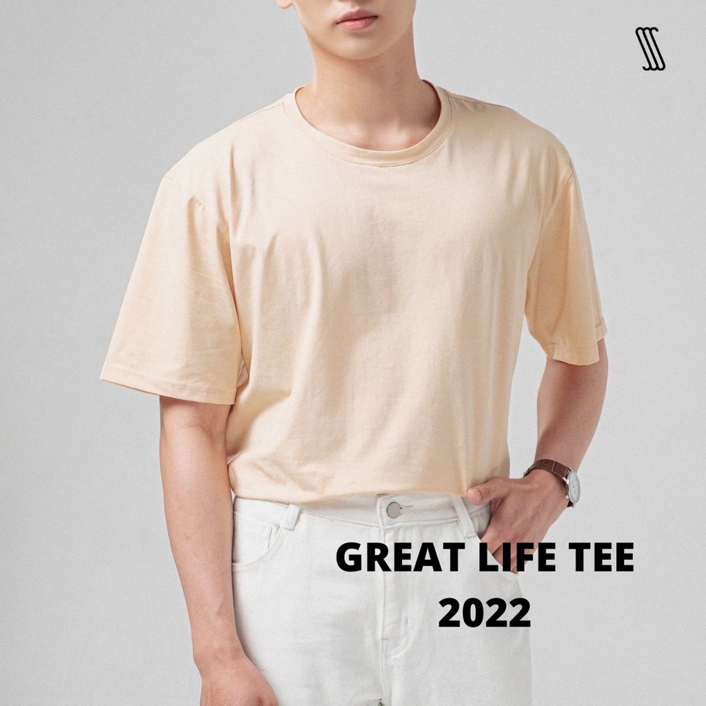 Áo thun Unisex Basic SSSTUTTER cổ tròn tay lỡ Cotton thoáng mát thấm hút mồ hôi Great Life Tee ver. 2022