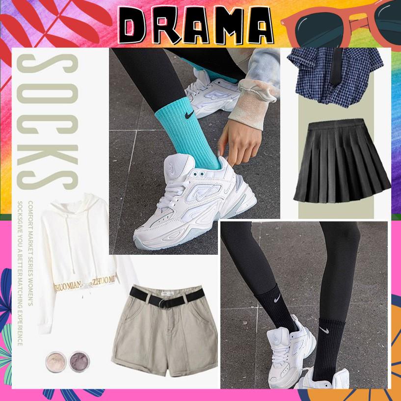 Tất Nike màu cao cổ, Tất thể thao cổ cao [XUẤT DƯ] Vớ nam nữ Cao cấp Phong cách Thể thao Thiết kế trẻ trung T002