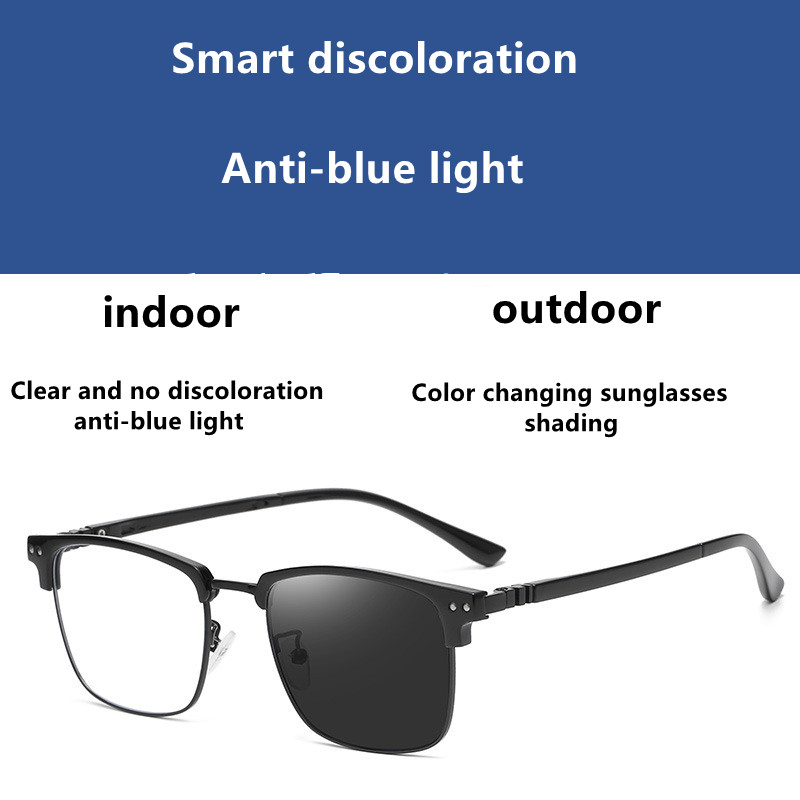 Kính Chống Ánh Sáng Xanh Gọng Kim Loại Thay Đổi Màu Sắc Thời Trang Cho Nam