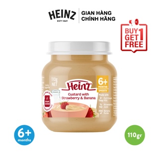 Lọ Dinh Dưỡng Custard Vị Dâu Và Chuối HEINZ 110g (Date 22/09/2022) + Tặng 1 Hũ Táo Xoài 110g (Date T7/2022)
