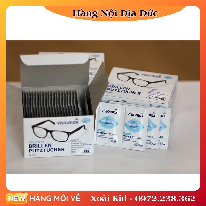 Khăn lau kính Visiomax hộp 52 tờ khăn giấy , lau sạch nhờn vân tay bụi bẩn trên mắt kính điện thoại laptop máy ảnh