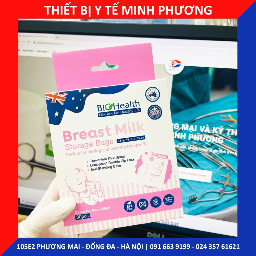 Túi trữ sữa BIOHEALTH an toàn cho bé (hộp 30 chiếc)