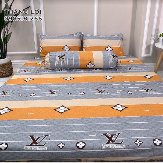Drap Cotton 100% ga giường, chăn ga cao cấp chính hãng Mẫu C195 IN LOGO vệ sinh dễ dàng.