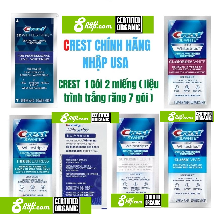 [ 1 GÓI lẻ ] Miếng dán trắng răng ❤ FREESHIP ❤ Miếng dán Crest 3D White Whitestrips [Hàng Mỹ] - trắng răng Crest