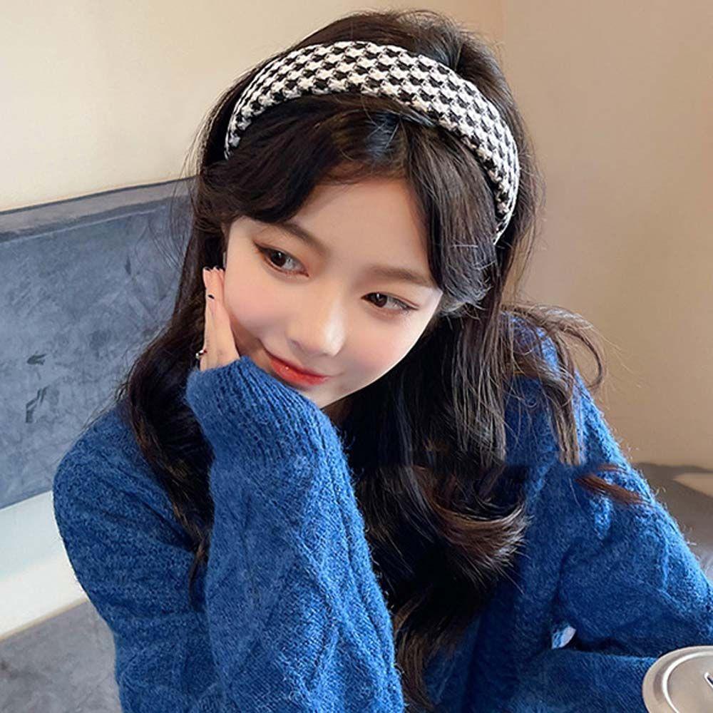 ANEMONE Băng Đô Cài Tóc Họa Tiết Caro Thanh Lịch Cho Nữ