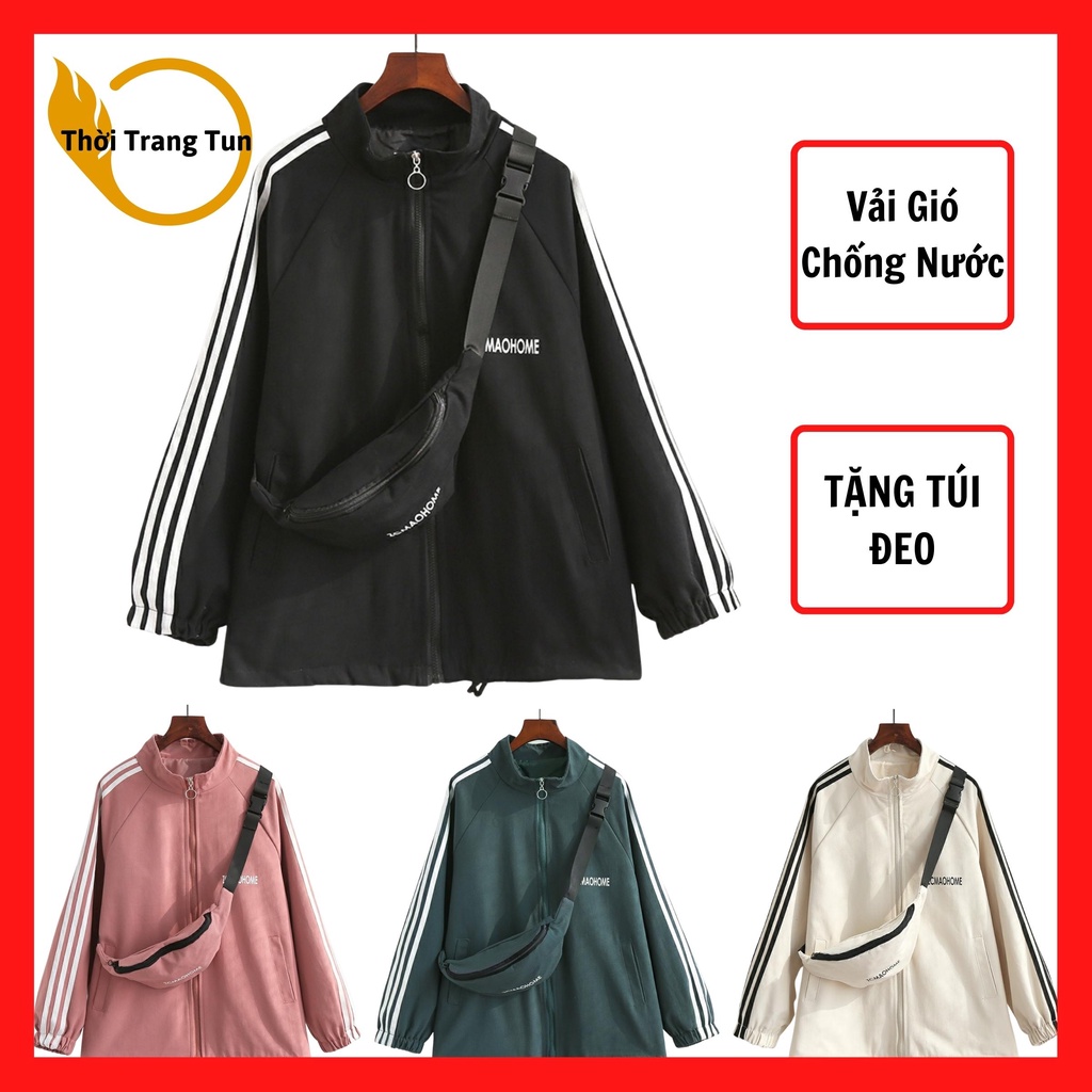 [Tặng Túi Đeo] Áo Khoác Gió Viền Tay Nữ Form Rộng Hot Trend
