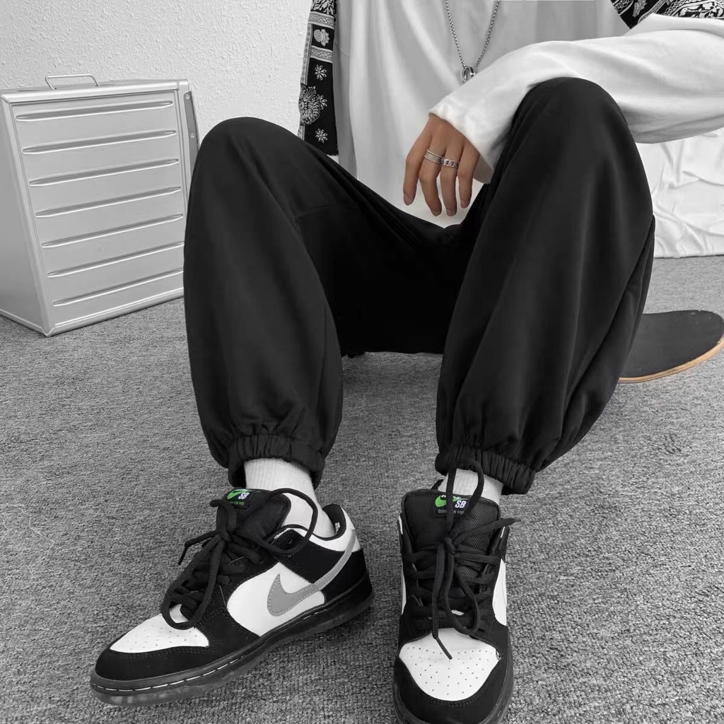 Quần ống rộng  unisex bo chun  ⚡𝐇𝐚̀𝐧𝐠 𝐜𝐚𝐨 𝐜𝐚̂́𝐩⚡quần jogger chất nỉ da cá nam nữ đều mặc được, phong cách ullzang