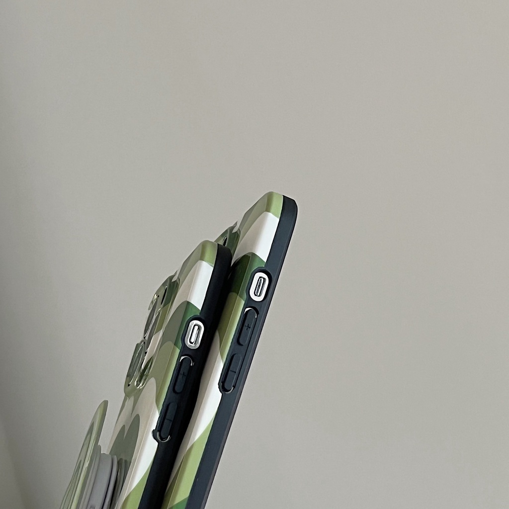 Ốp Điện Thoại Họa Tiết Trái Tim Màu Xanh Lá Ngọt Ngào Kèm Giá Đỡ Chống Sốc Cho Iphone