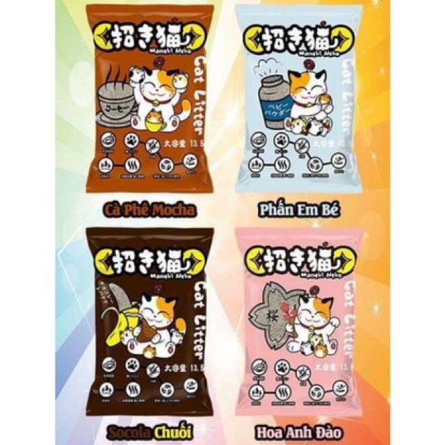 Cát cho mèo Maneki Neko 5L khử mùi siêu vón nhanh, cát cho thú cưng đi vệ sinh Con Mèo Xiêm