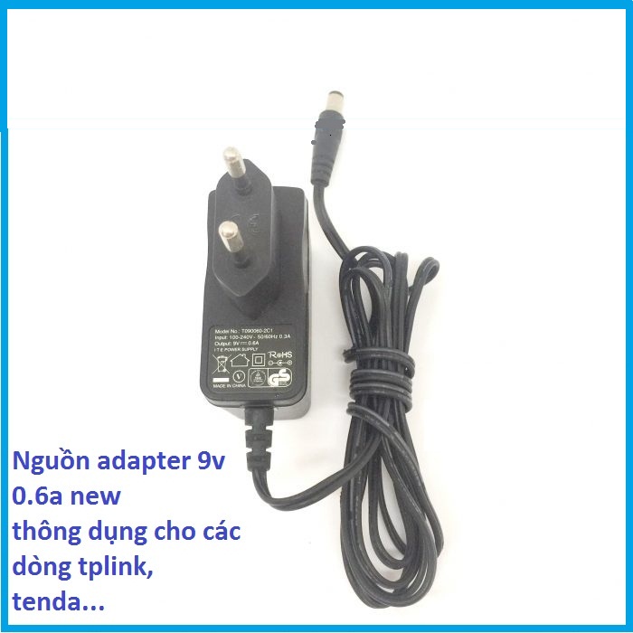 Dây nguồn adapter tplink, tenda 9V 0.6A , dây nguồn modern mạng tplink, tenda các mã thông dụng