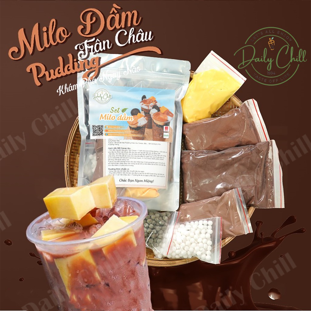 Set Milo Dầm, Ca Cao Dầm ( Set Lớn) Tặng Kèm Công Thức Và Pudding - Daily Chill One