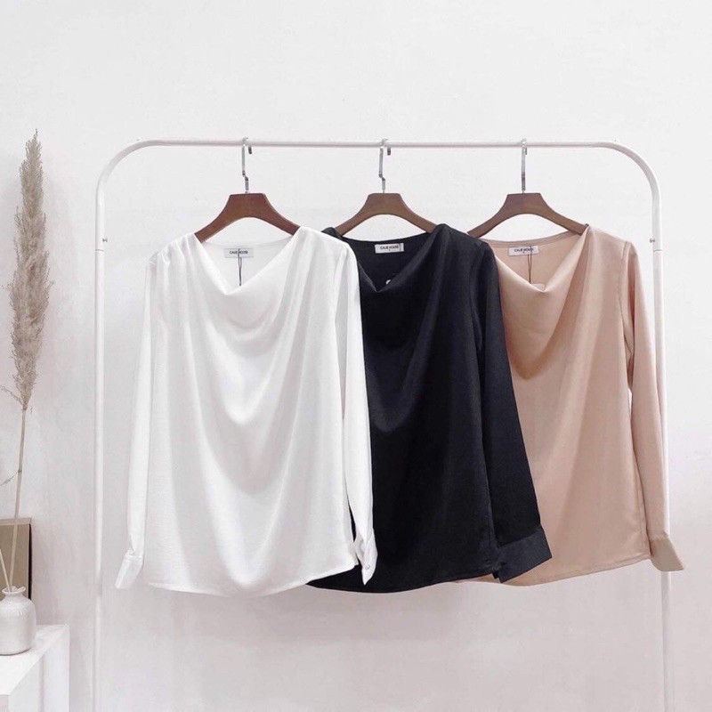 ÁO ĐŨI LỤA TAY DÀI CỔ ĐỔ | BigBuy360 - bigbuy360.vn