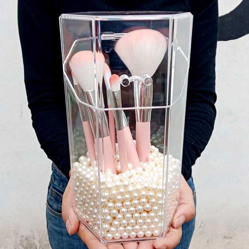 Hộp Đựng Cọ Trang Điểm NICKOLAS Trong Suốt Chống Bụi Có Nắp Lật Tiện Dụng
