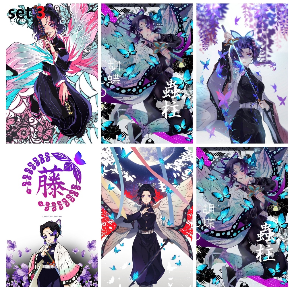 Bộ 6 Áp phích - Poster Anime Kimetsu no Yaiba - Lưỡi Gươm Diệt Quỷ (bóc dán) -A4,A5,A6