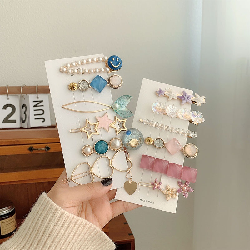 Kẹp tóc kim loại đính ngọc trai nhân tạo thanh lịch cho nữ