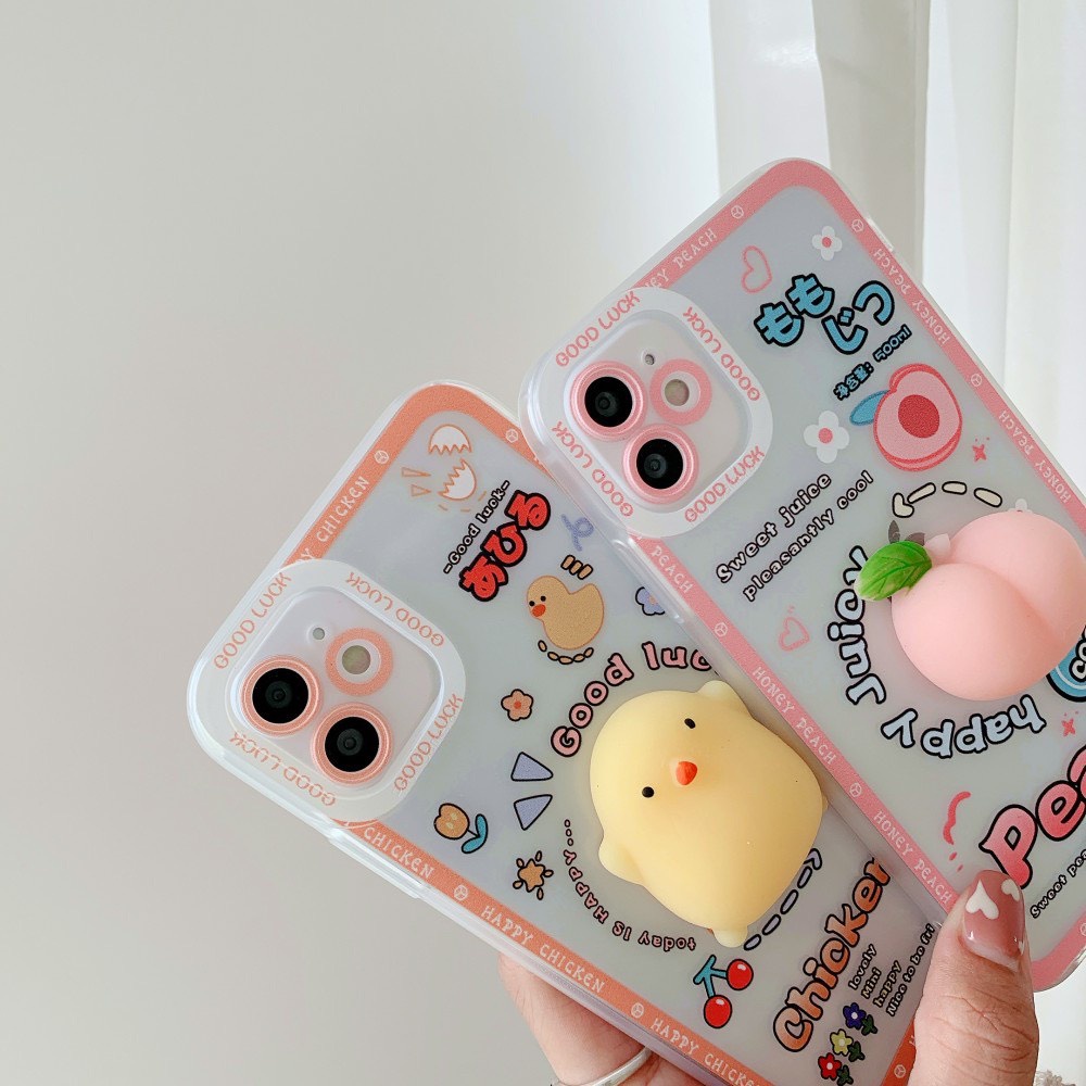 ốp dẻo gà vàng và trái đào cute iphone 7/8/se 2020/7 plus/8 plus/X/Xs/XS Max/11/11 pro max/12/12 pro max/13/13 pro max