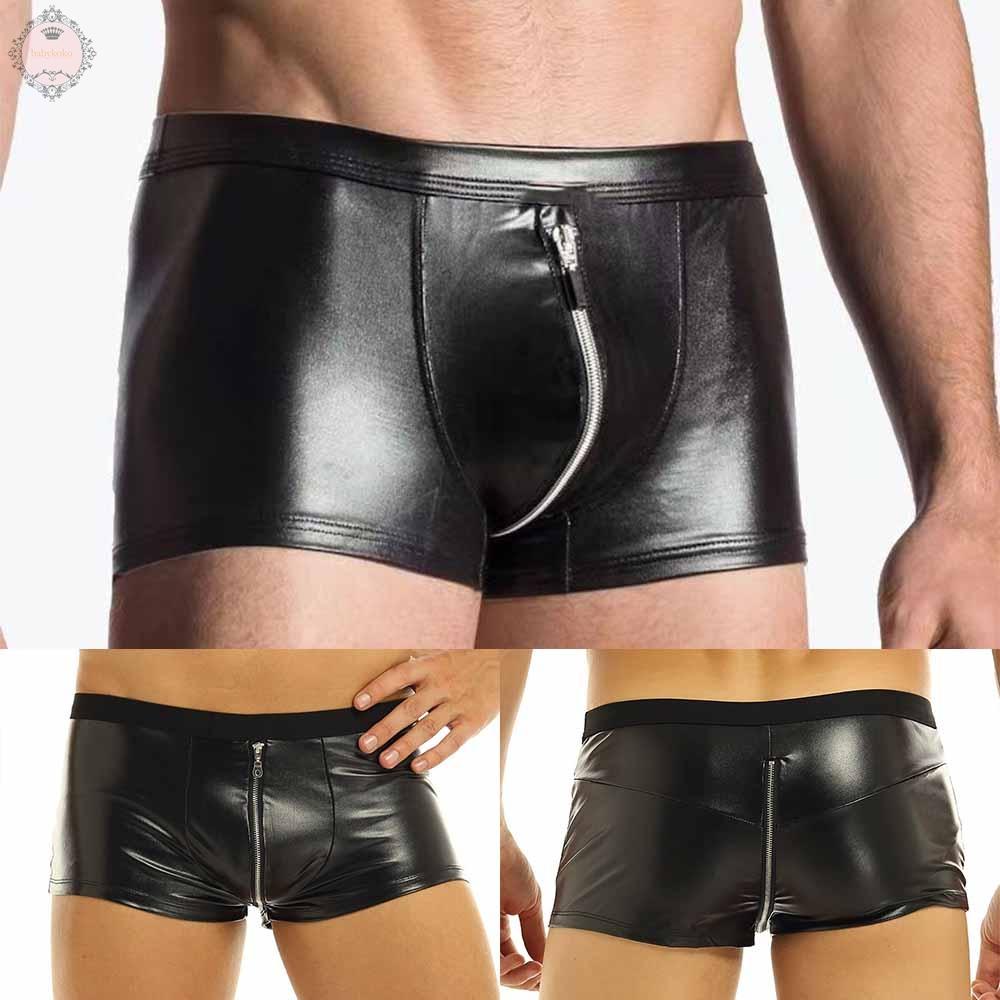 Men Boxer Briefs Boxers For Men Faux Leather Low Rise Underwear Men\'s Panties