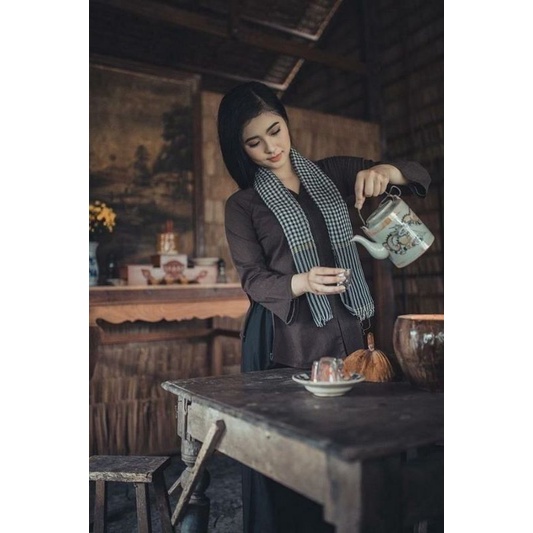 Áo bà ba nâu - Bà ba nông dân - chất vải kate đẹp