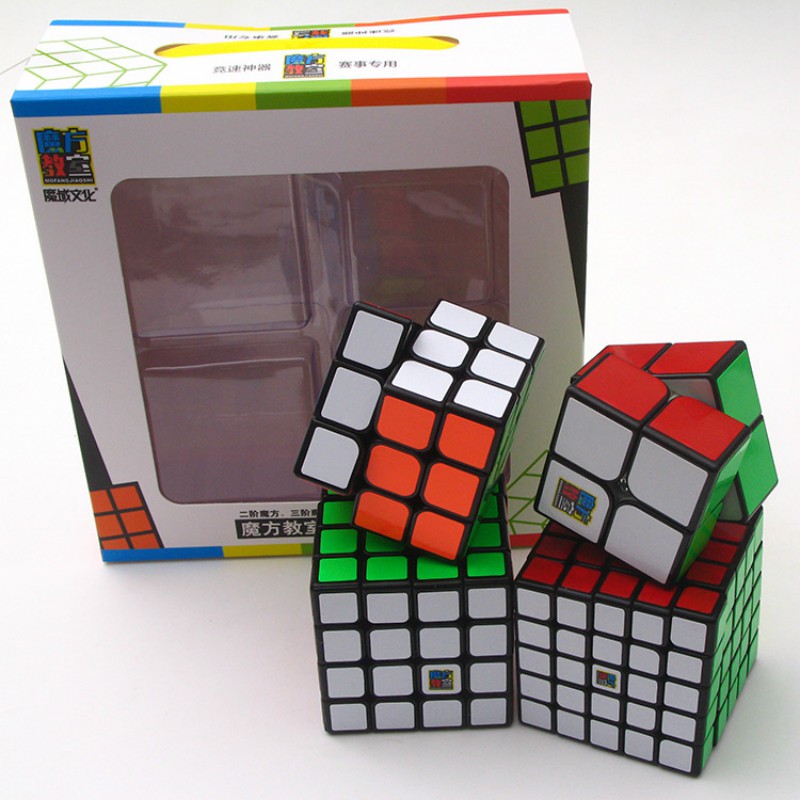 Đồ chơi Combo 4 Rubik Moyu Gift Sticker, 2x2, 3x3, 4x4, 5x5 - Trơn Mượt, Bẻ Góc Tốt