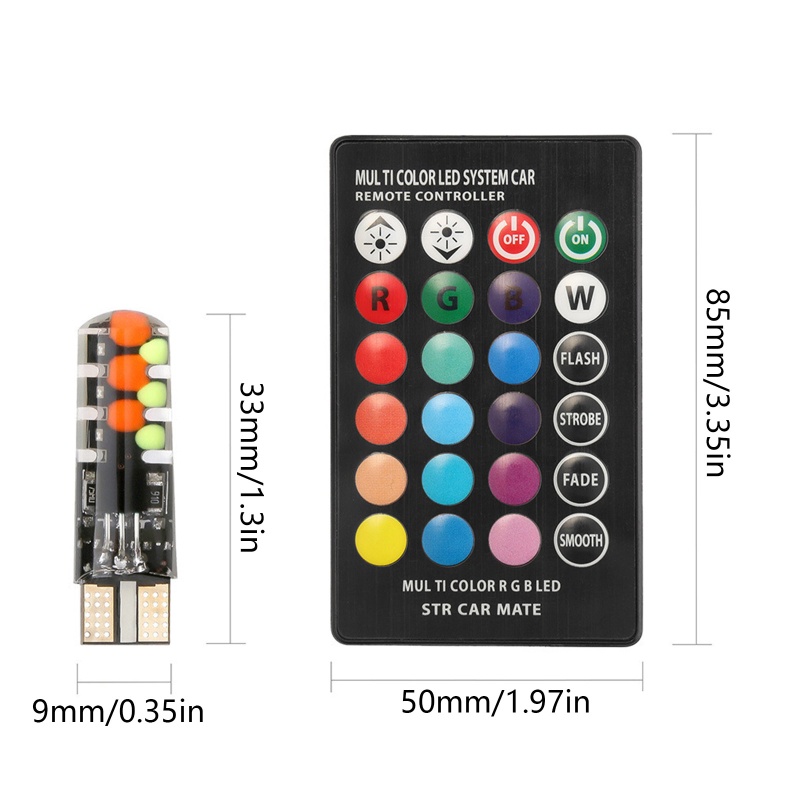 Đèn LED RGB 12V T10 5050 6 SMD Kèm Điều Khiển Từ Xa