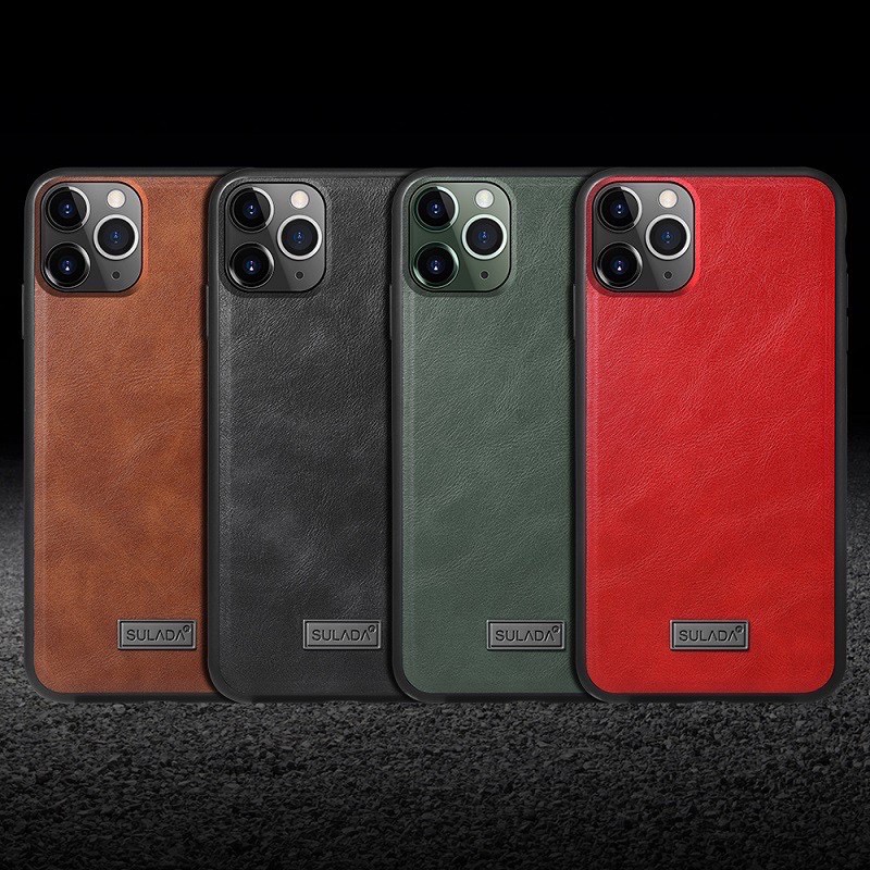 Ốp lưng Sulada da cho iPhone 12 Mini/ 12/ 12 Pro/ 12 Pro Max Viền dẻo chống sốc chính hãng