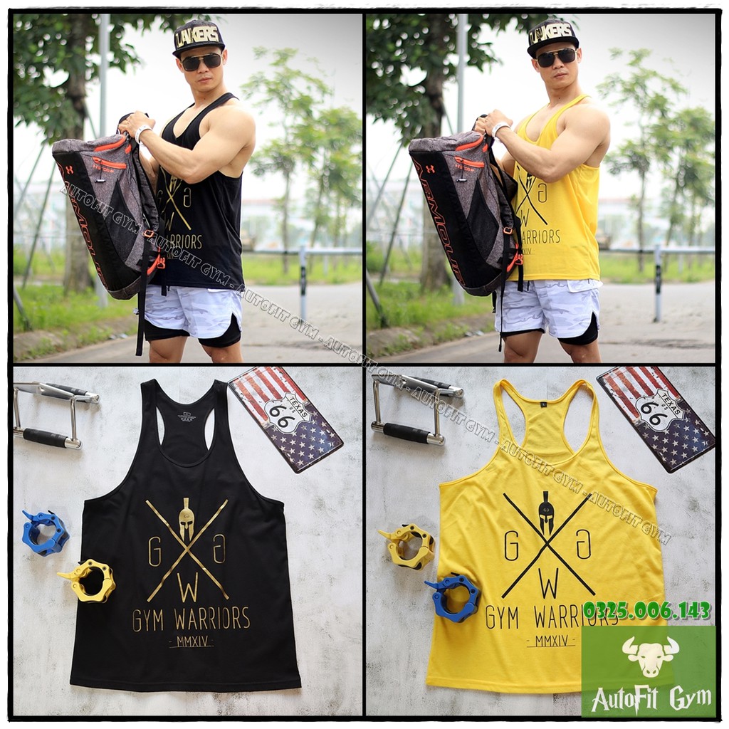 Áo Ba Lỗ Nam WARRIORS Áo Tank Top Thể Thao, Tập Gym dây stringers hàng nhập khẩu [AUTOFIT GYM]