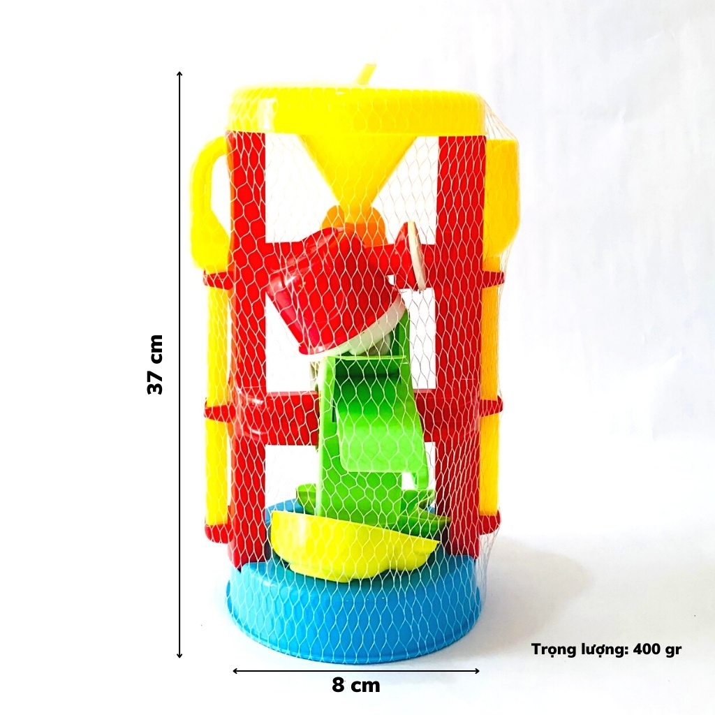 Bộ đồ chơi guồng cát nước đi biển dành cho bé gồm guồng quay và phụ kiện chơi xúc cát hạt muồng