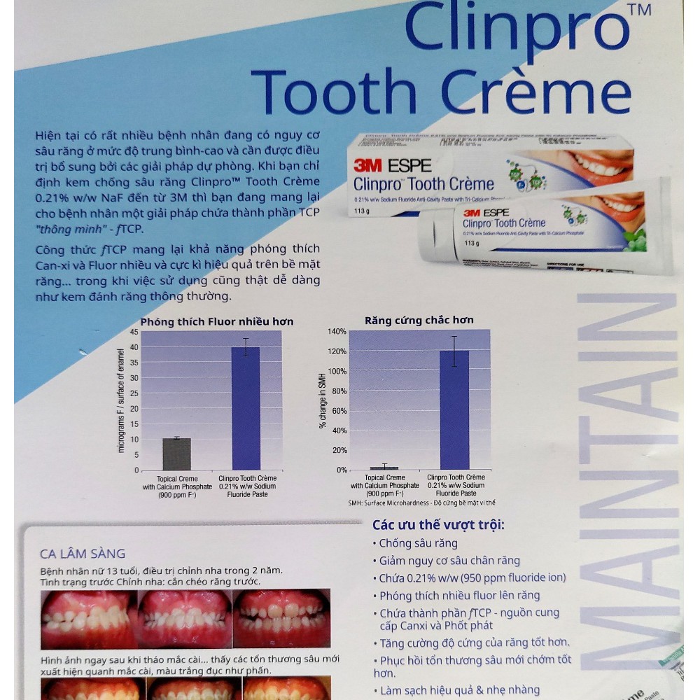Kem đáng răng ngừa sâu răng 3M Clinpro Tooth Crème, làm trắng răng và hơi thở thơm mát 113g