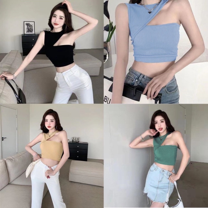 Áo kiểu 3 lỗ phối khoét nhiều màu