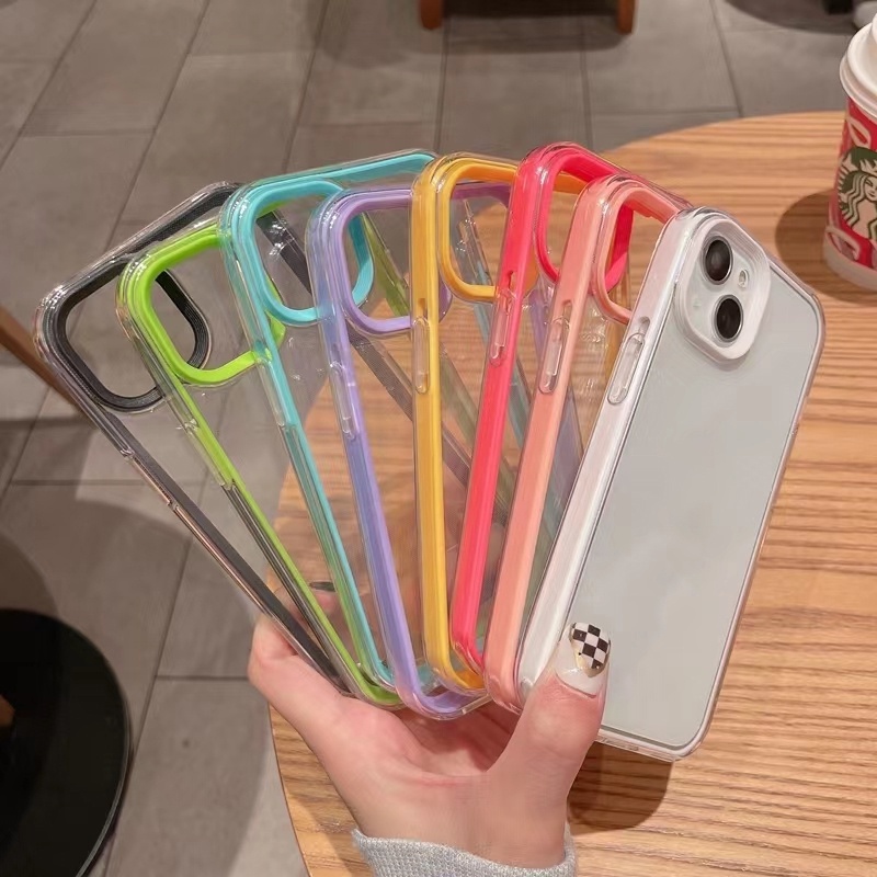 Ốp Điện Thoại Trong Suốt Chống Sốc Màu Kẹo Cho iPhone 11 12 Pro Max