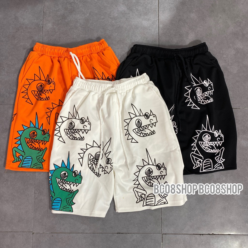 Quần Short Ngố Thun Unisex Mùa Hè Hình Khủng Long Dễ Thương BC327