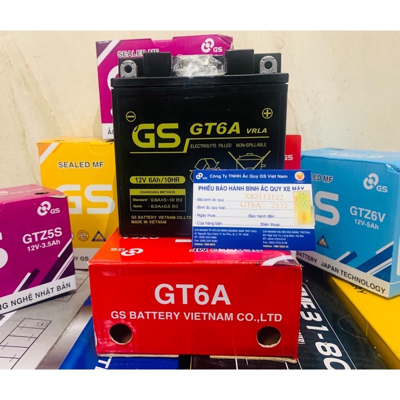 Ắc quy GT6A 12V-6Ah Dùng cho xe Dream, Wave, Future