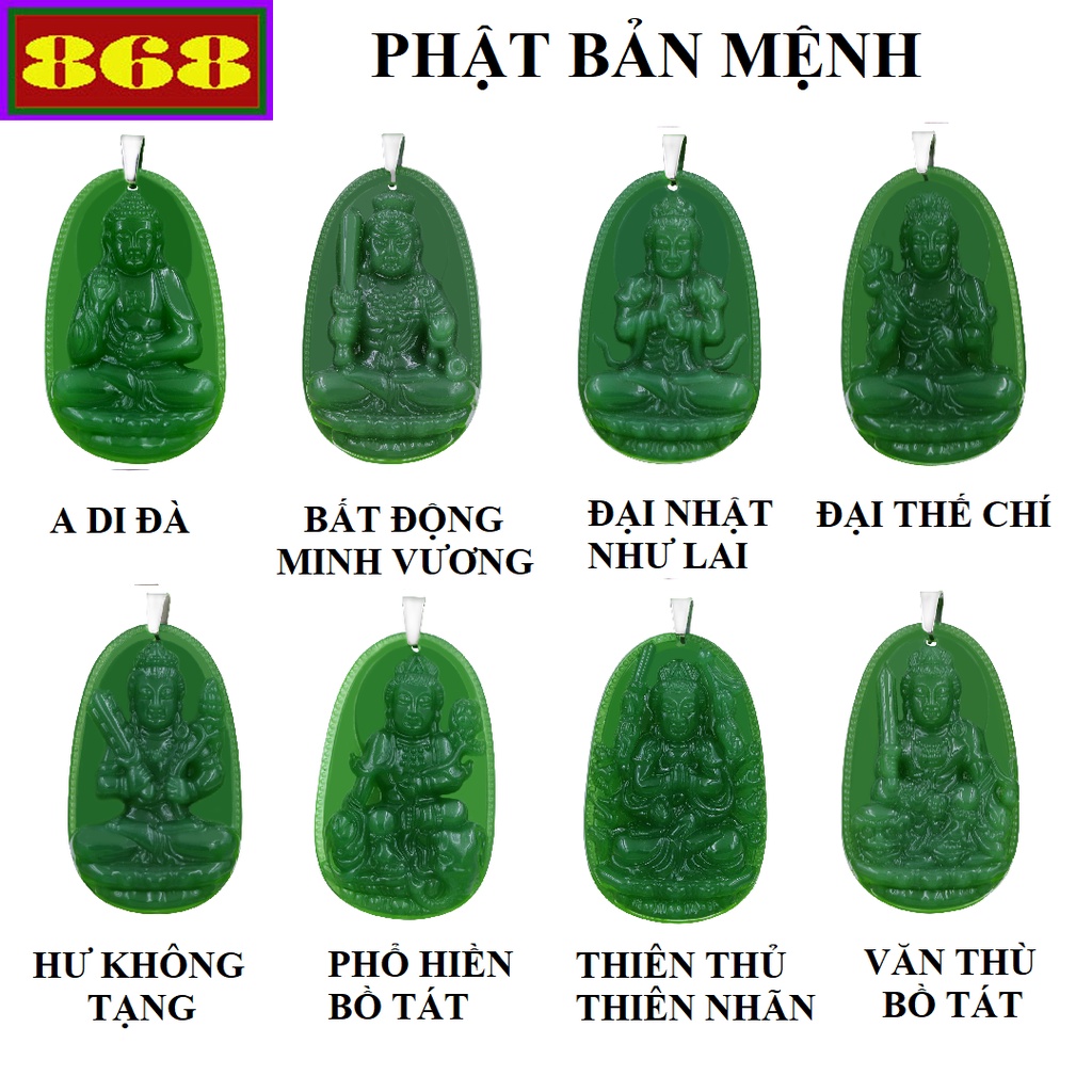 Mặt phật hộ mệnh tuổi Dậu - Phật Bất động minh vương Xanh lá MTAXLBV2 - Size phù hợp cho nam và nữ