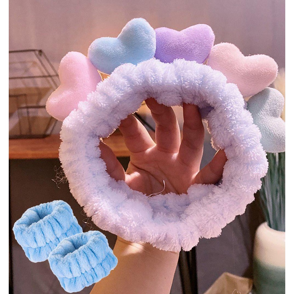 Bộ Băng Đô Đeo Cổ Tay Và Cổ Tay Dạng Lỏng Mềm Mại Ngăn Ngừa Chất Lỏng Để Rửa Mặt / Spa / Chạy Bộ / Chạy Bộ