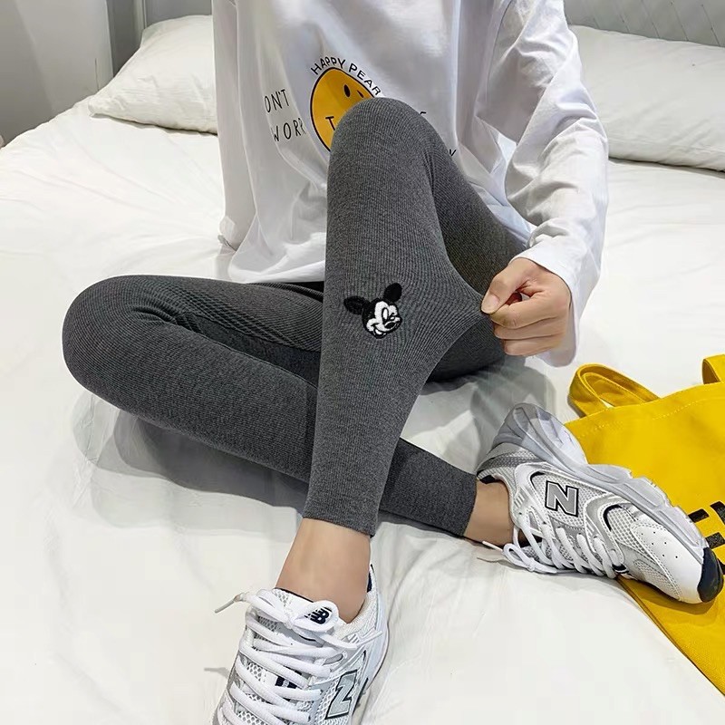 [XẢ KHO] QUẦN LEGGING LEN TĂM THÊU MICKEY