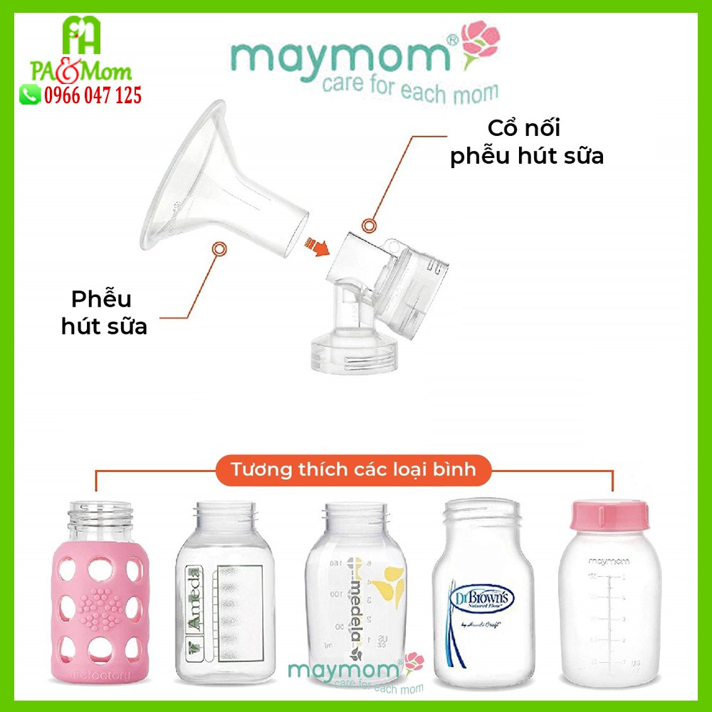 Bộ phụ kiện phễu hút sữa cổ nhỏ maymom size 13 15 17 19 21 24mm