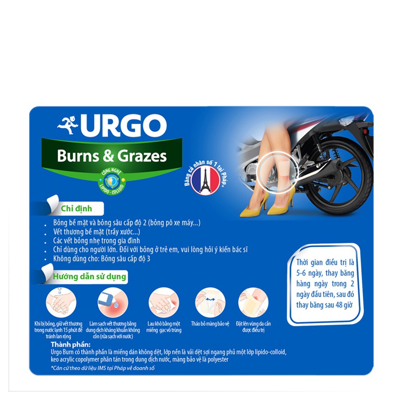 1 Miếng Dán Bỏng Bô Và Trợt Da Urgo Burns & Grazes 10x7 cm