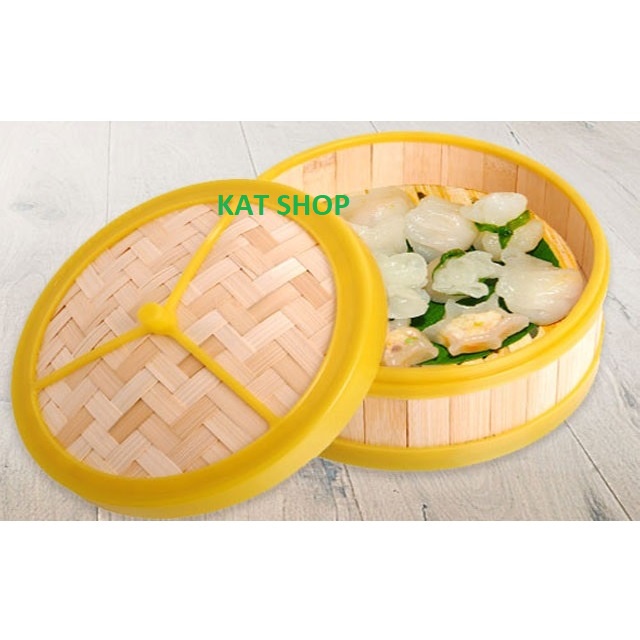 Xửng Tre Hấp Dimsum / Bánh bao / Xôi  Đa Năng Vuông - Tròn, Có Nắp Đậy ( Size: 14/16/18/20/22/26cm )