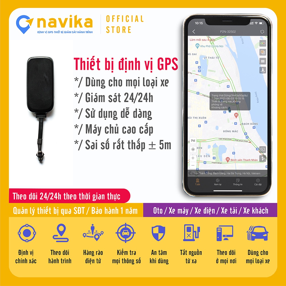 Đinh vị theo dõi xe máy, xe ô tô chống trộm, định vị vị trí chính xác - Navi P5S
