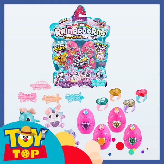 Đồ chơi bộ 4 quả trứng kỳ lân mini ngẫu nhiên Series 2 random bất ngờ Rainbocorns Itzy Glitzy mùa 2 chính hãng Zuru