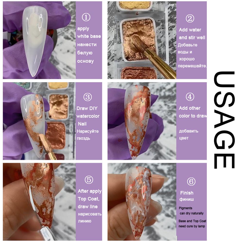 [Hàng mới về] Hộp màu nước dạng rắn nhũ kim tuyến trang trí móng tay nghệ thuật