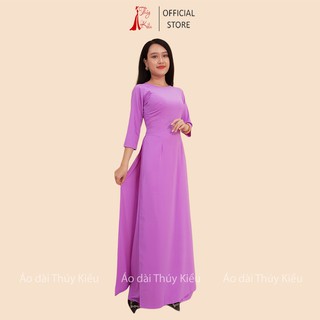 Áo dài Thúy Kiều áo dài trơn lụa Nhật màu tím cà K5