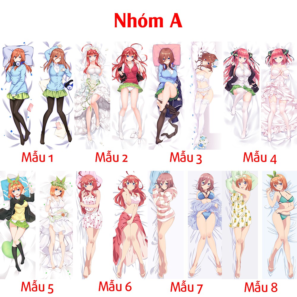 {48 mẫu Dakimakura 3 bộ} Vỏ Gối ôm Anime Gotoubun, Arknights, SAO siêu to dài 1,5m x 50cm hàng có sẵn đặt theo yêu cầu