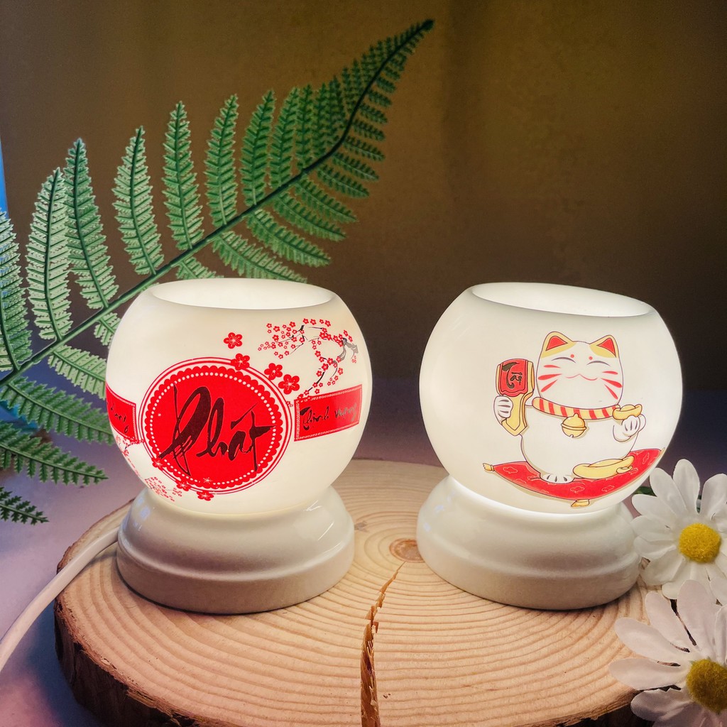 Đèn Xông Tinh Dầu Đuổi Muỗi Mini Chất Liệu Gốm Sứ Thấu Quang Cao Cấp Gomsumailinh