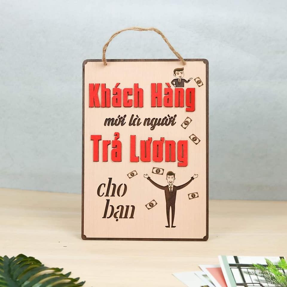 Biển bảng gỗ decor Khẩu Hiệu 2 -bảng gỗ trang trí gia đình - trang trí phòng ngủ-văn phòng làm việc( tặng kèm móc treo)