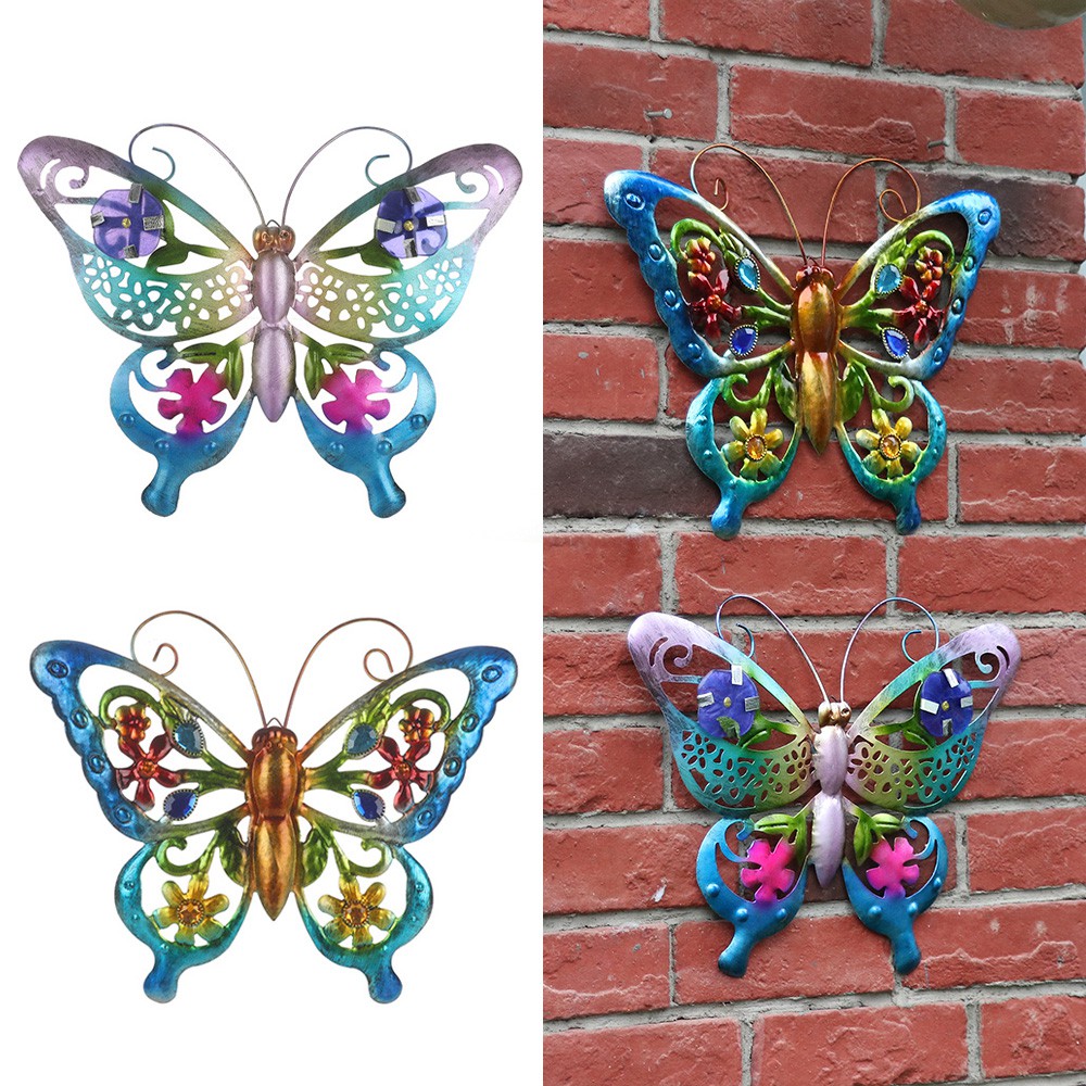 JANE Beautiful Garden Decorative Fence Ornament Wall Art Metal Butterfly 3D Large Home Courtyard Hanging Sculpture