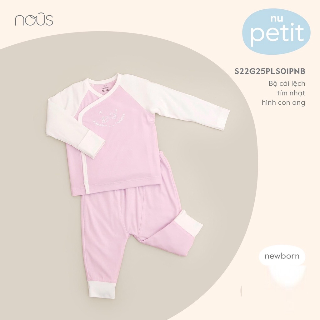 Bộ Quần Áo Sơ Sinh Cài Lệch Newborn Nous Petit Cho Bé Từ 3kg-5.5kg, Cotton Cao Cấp Mềm Mịn An Toàn Cho Bé Sơ Sinh