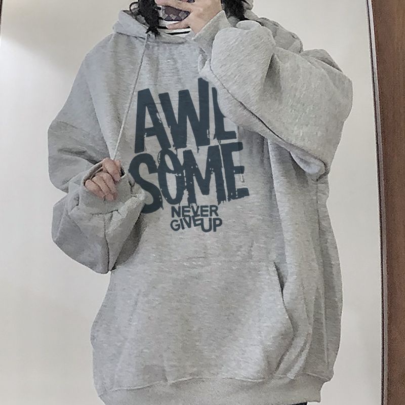 Áo Hoodie Cotton Dáng Rộng Thời Trang Mùa Đông Phong Cách Hàn Quốc Cho Nữ