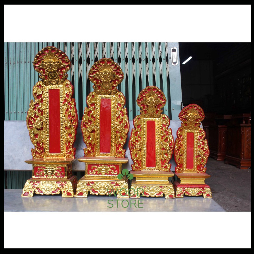 Bài vị thờ gia tiên linh vị mặt phù đồ thờ cúng gỗ mít 4 cỡ bài vị cao 41,51,61,67